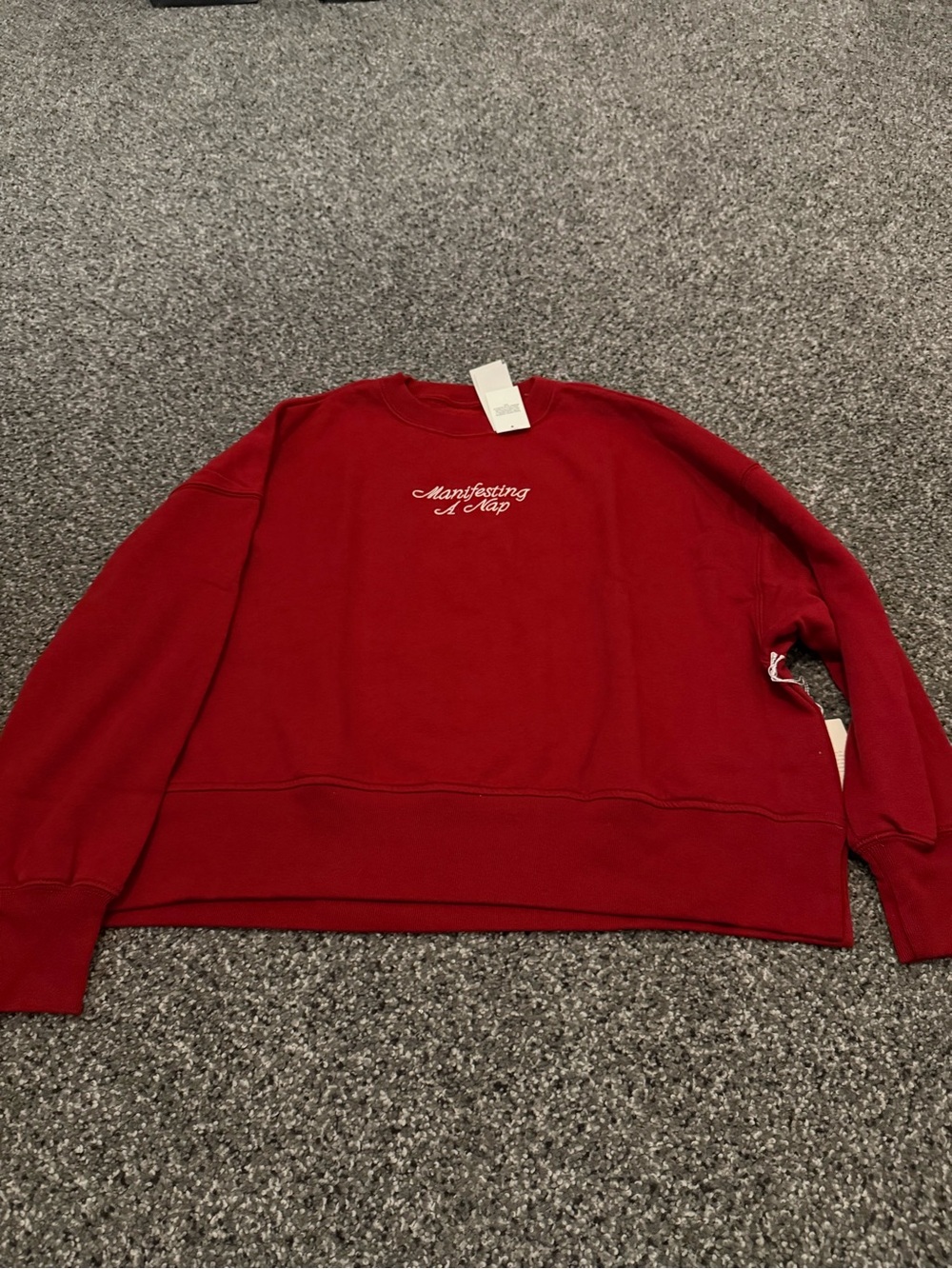Abercrombie & Fitch Red Crewneck Sweatshirt with White Script